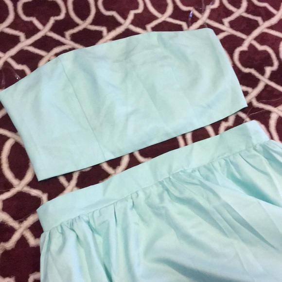 two piece aqua mint strapless maxi dress - Picture 6 of 6